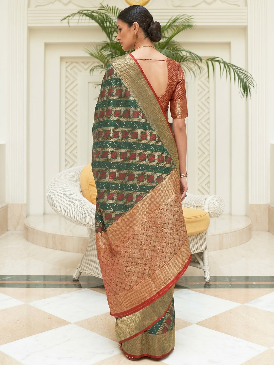 Green Woven Patola Silk Saree - Image 1