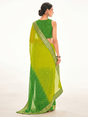 Green Woven Georgette Saree - Image 1