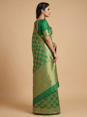 Green Woven Banarasi Silk Saree - Image 1
