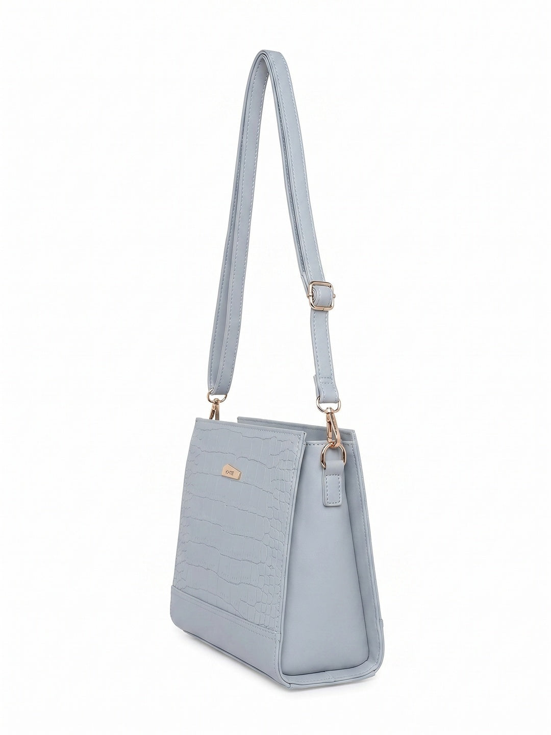 Grey Women Vegan Leather Handbag With Belt - Image 1