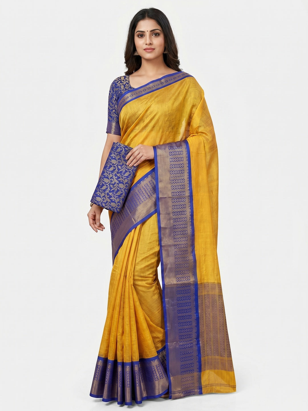 Golden Woven Cotton Silk Saree - Image 1