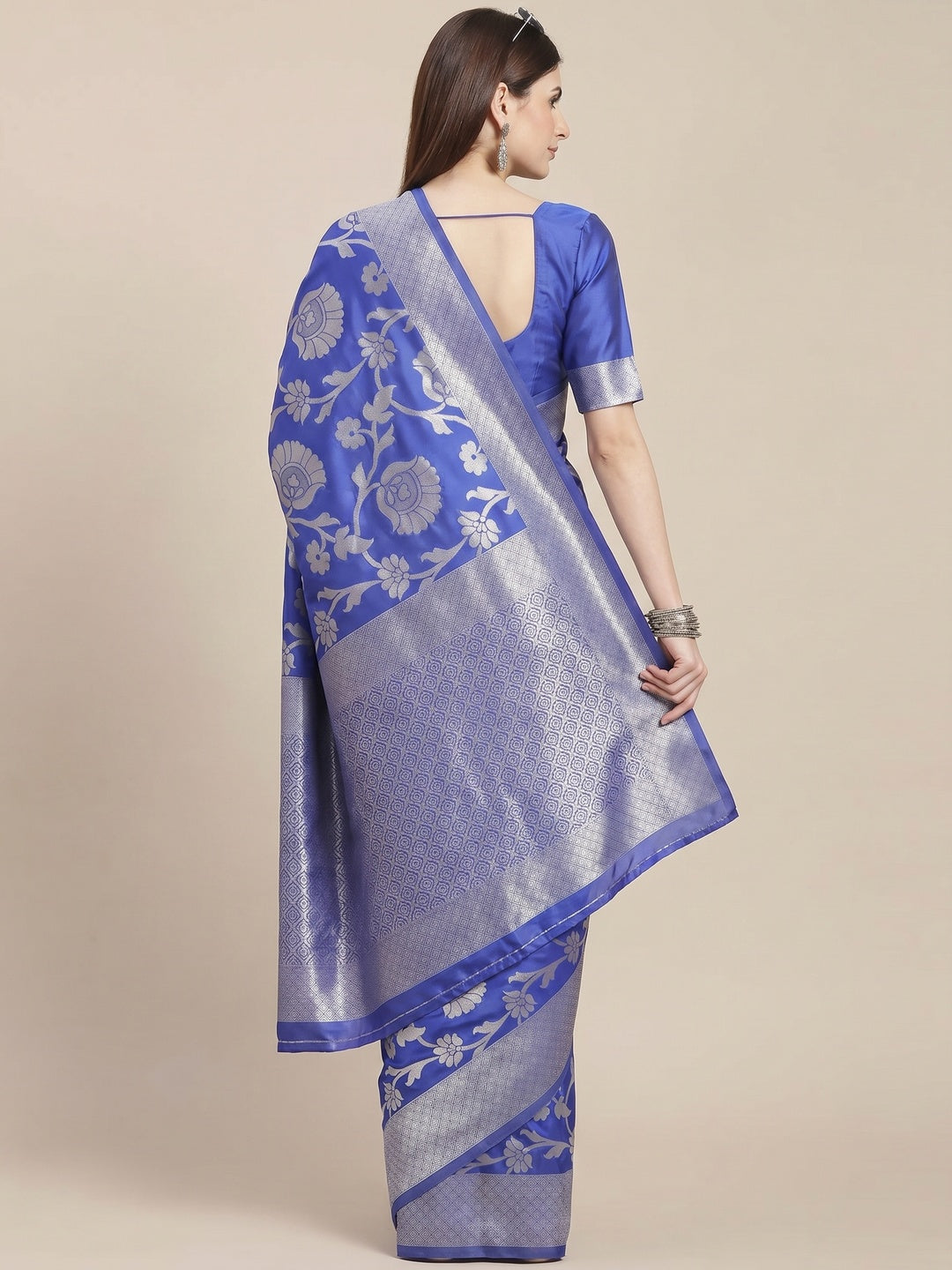 Blue Woven Banarasi Silk Saree - Image 1