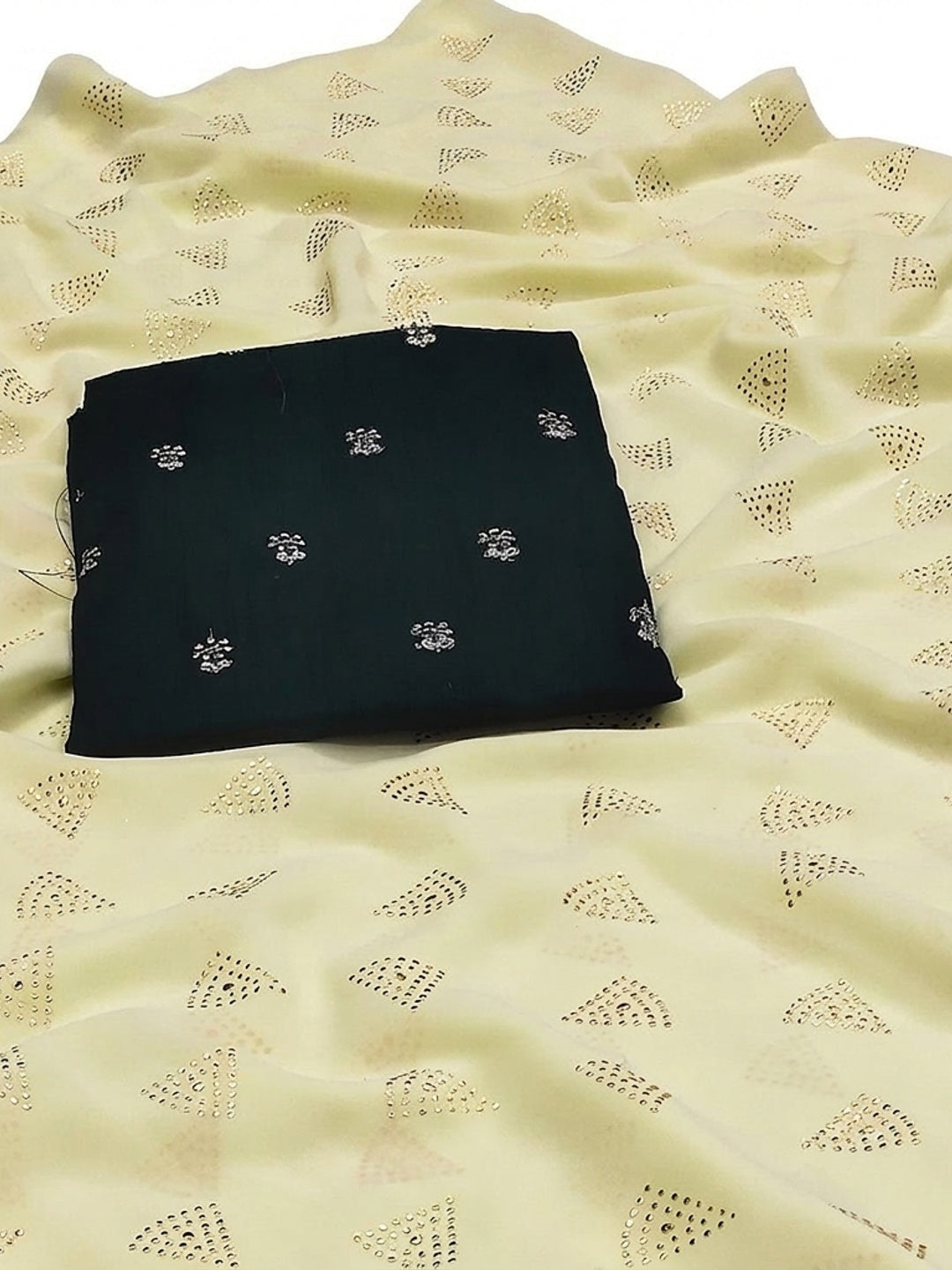 Light Yellow Embellished Work Georgette Saree - Image 2