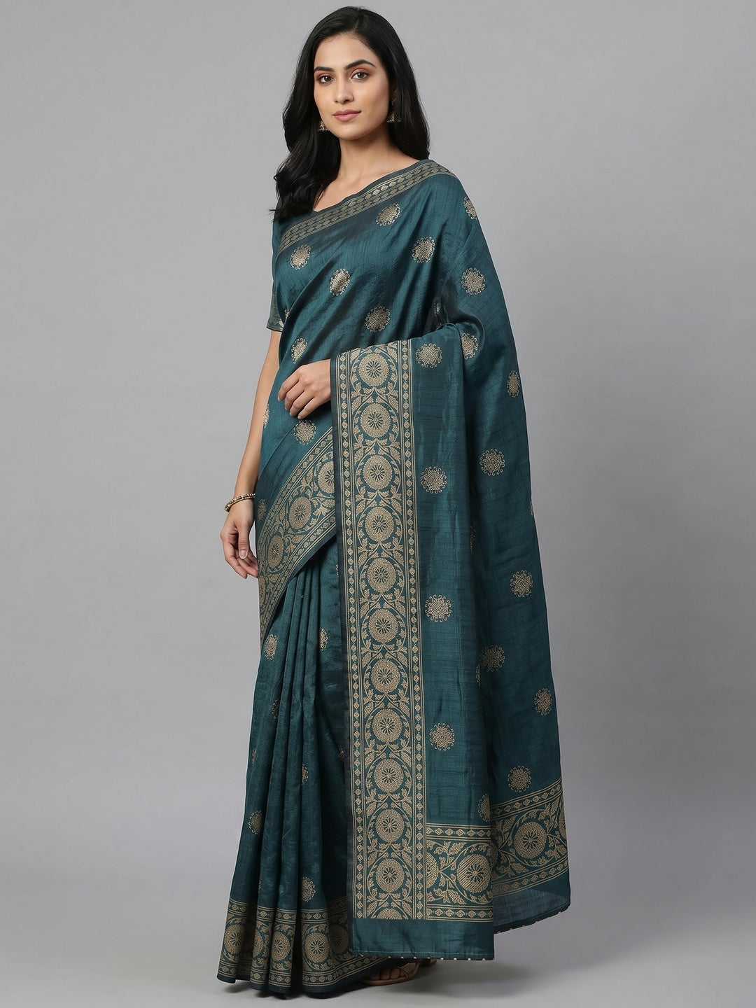 Morpich Woven Vichitra Silk Saree - Image 1