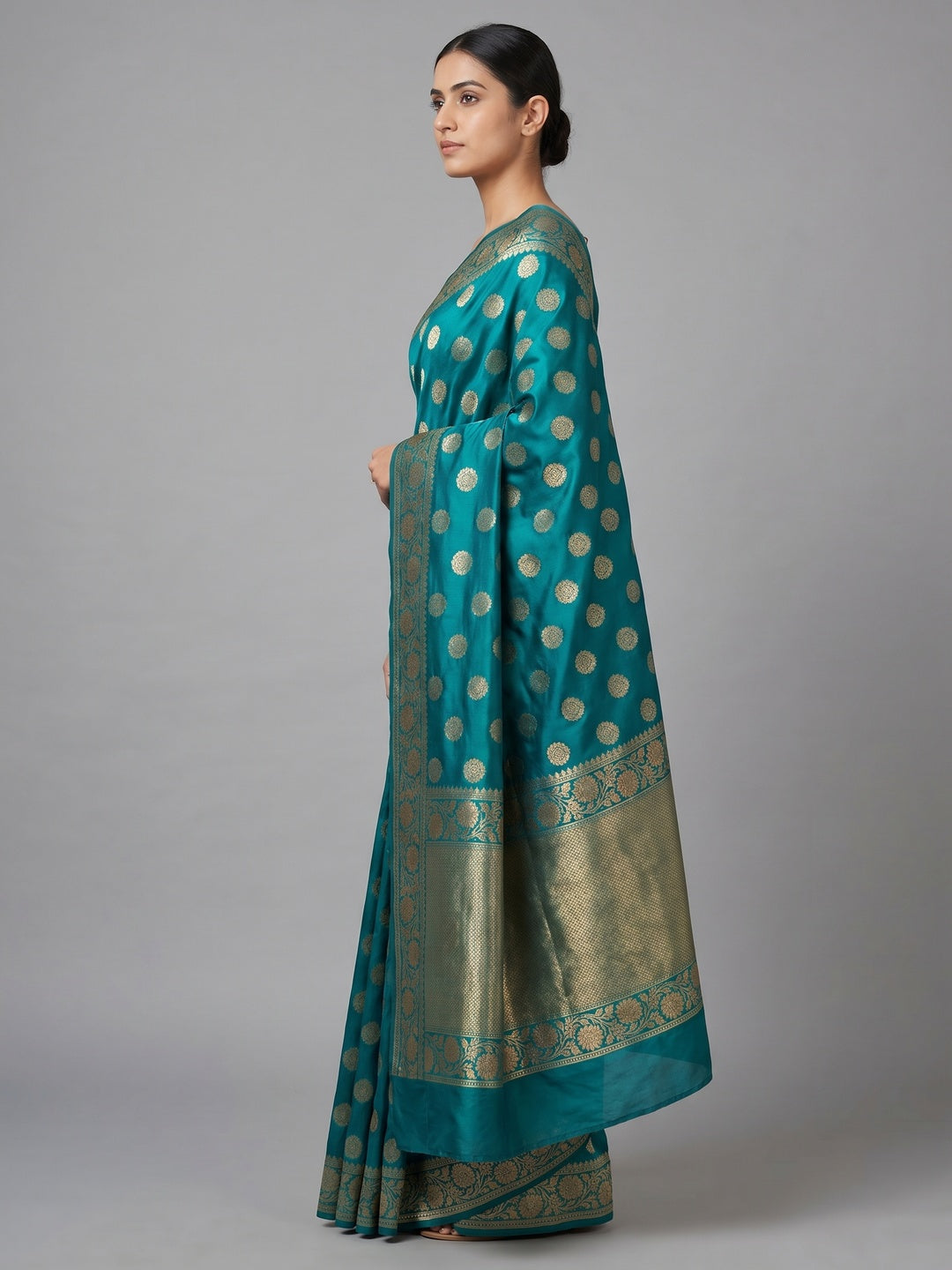 Morpich Woven Vichitra Silk Saree - Image 3