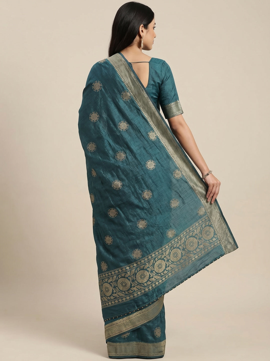 Morpich Woven Vichitra Silk Saree - Image 2