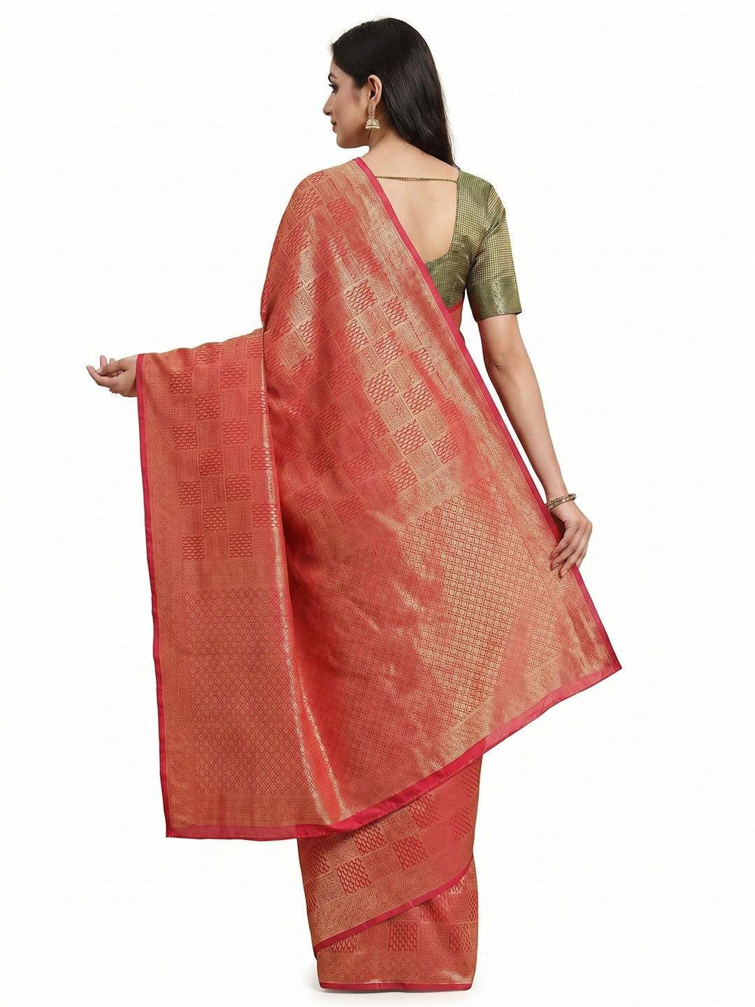 Red Woven Banarasi Silk Saree - Image 2