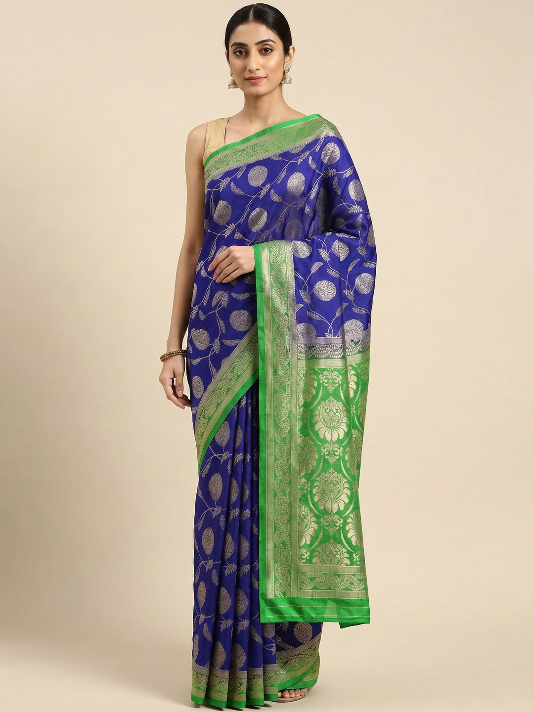 Blue Woven Kanjivaram Silk Saree - Image 1
