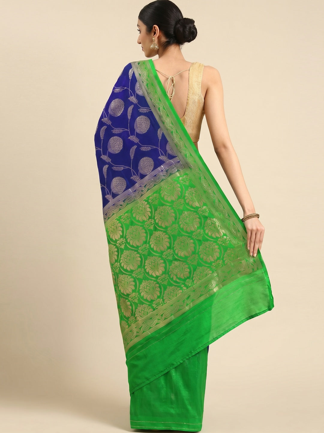 Blue Woven Kanjivaram Silk Saree - Image 3