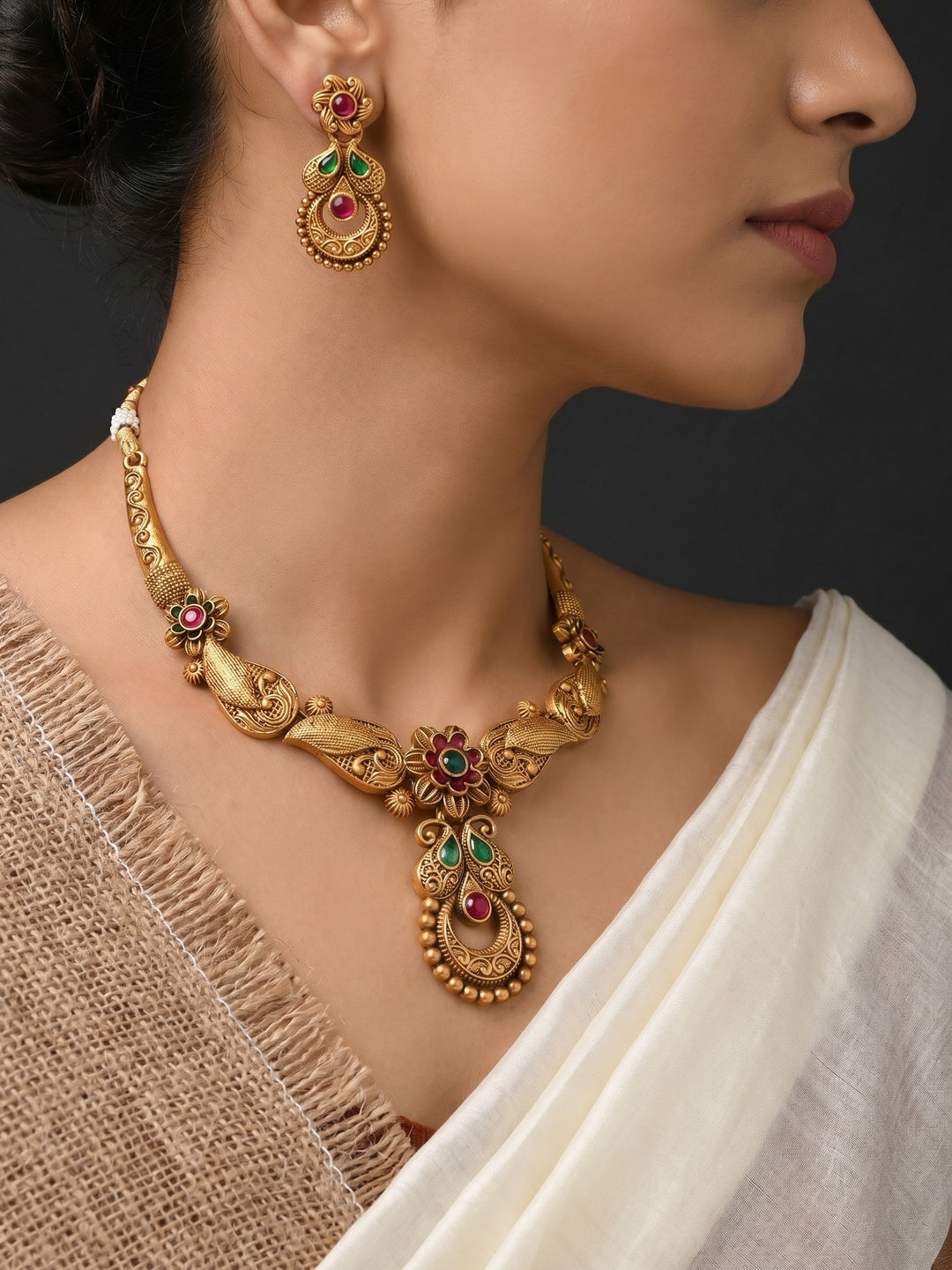 Gold Plated Alloy Necklace Set - Image 2