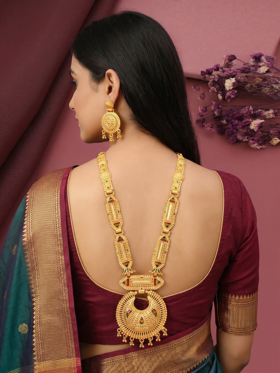 Gold Plated Alloy Long Necklace Set - Image 2