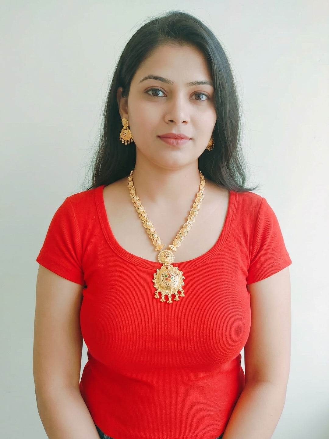 Gold Plated Alloy Long Necklace Set - Image 1