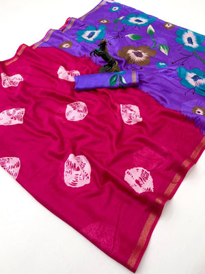 Peachmode Pink Mulmul Cotton Bandhani Print Saree - Image 2