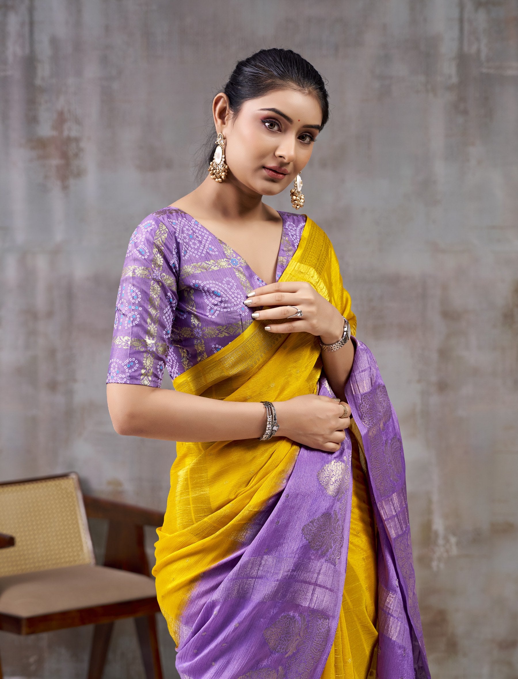 Peachmode Purple Chinnon Jacquard Saree - Image 5