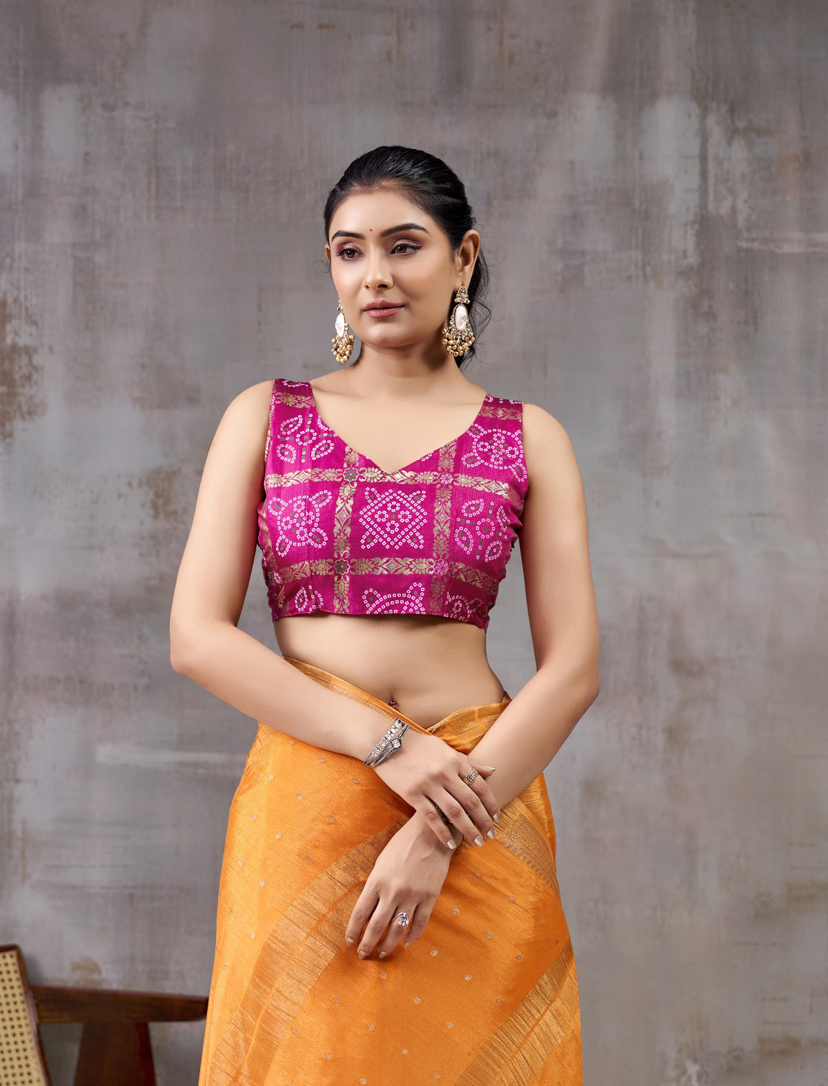 Peachmode Orange Chinnon Jacquard Saree - Image 2