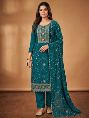 Morpich Sequins Embroidered Chinon Dress Material - Image 1