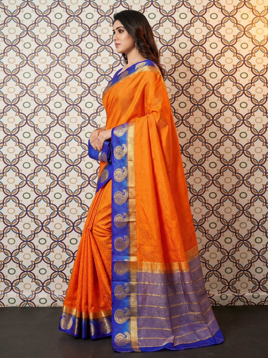 Gleaming Orange Coloured Festive Wear Woven Art Silk Saree - Image 2