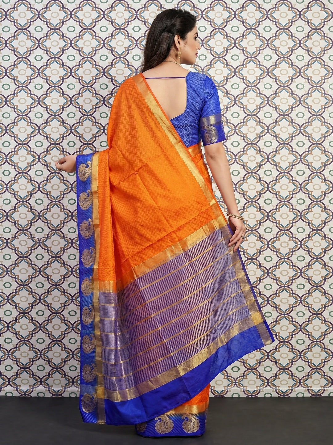 Gleaming Orange Coloured Festive Wear Woven Art Silk Saree - Image 3