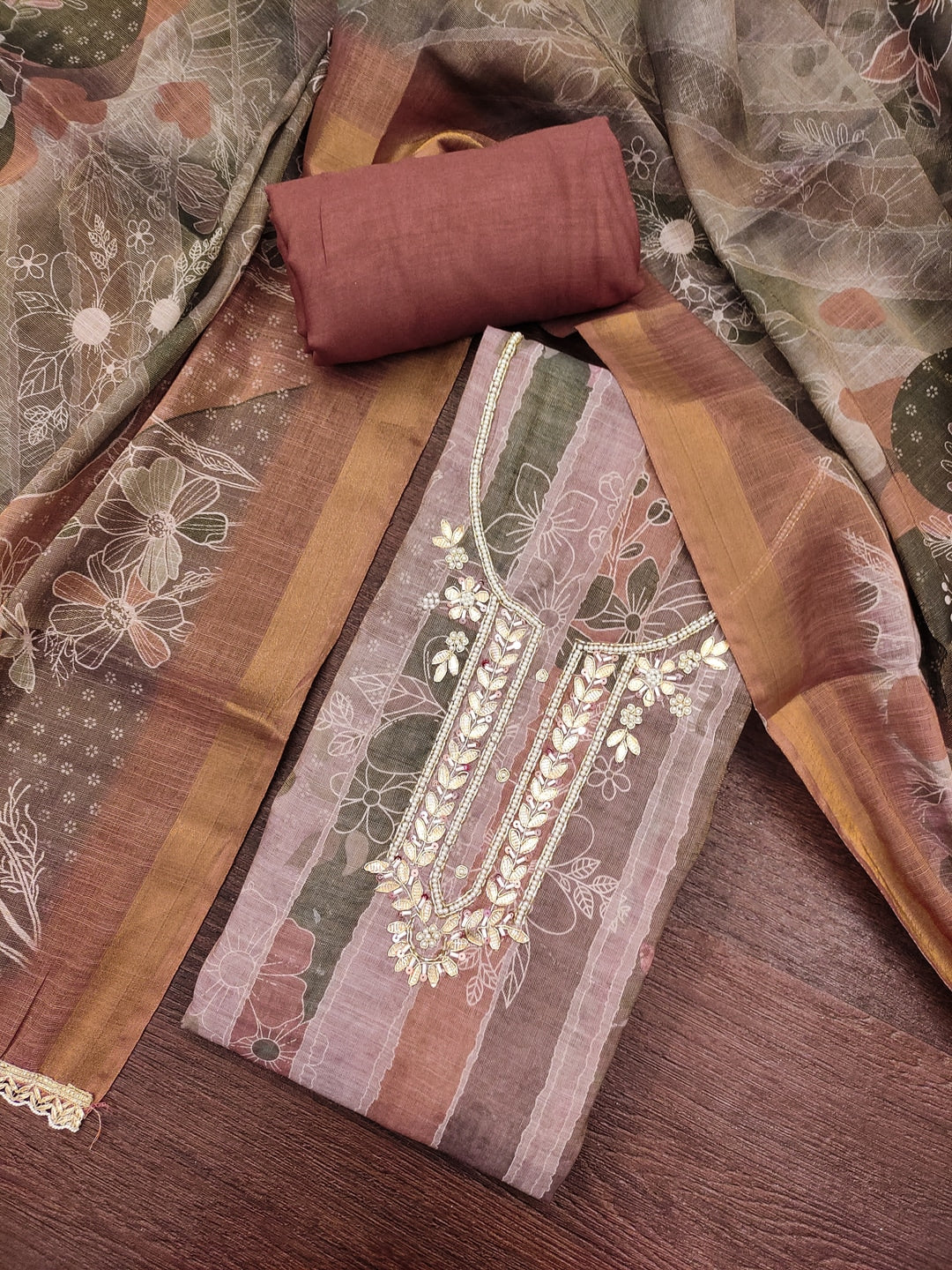 Peachmode Rose Pure Cotton Lilian Dress Material with Embroidered Dupatta - Image 4