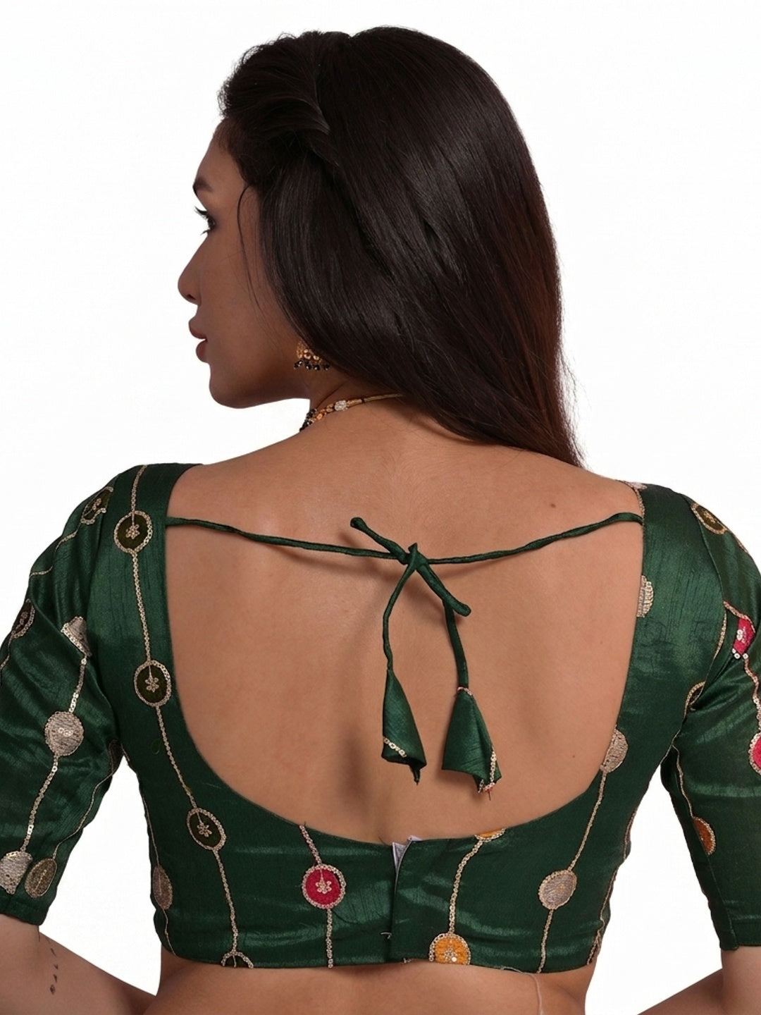 Green Leheriya Printed With Embroidered Border Georgette Saree - Image 1