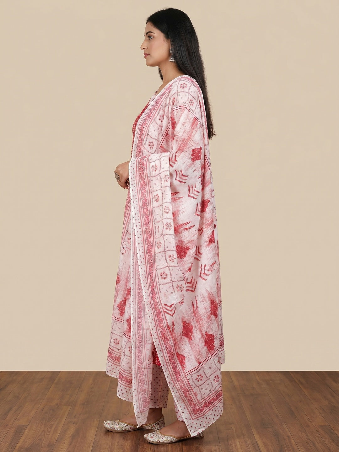Gajari Pink Printed With Embroidered Cotton Blend Dress Material - Image 2