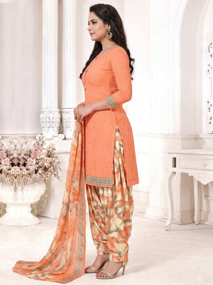 Light Peach Printed Leon Salwar Suit - Image 1