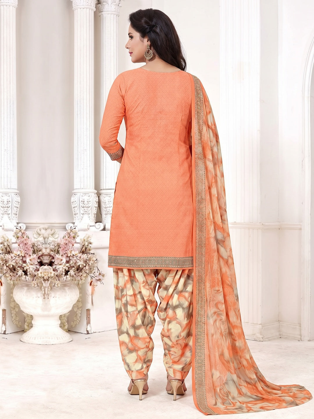Light Peach Printed Leon Salwar Suit - Image 2