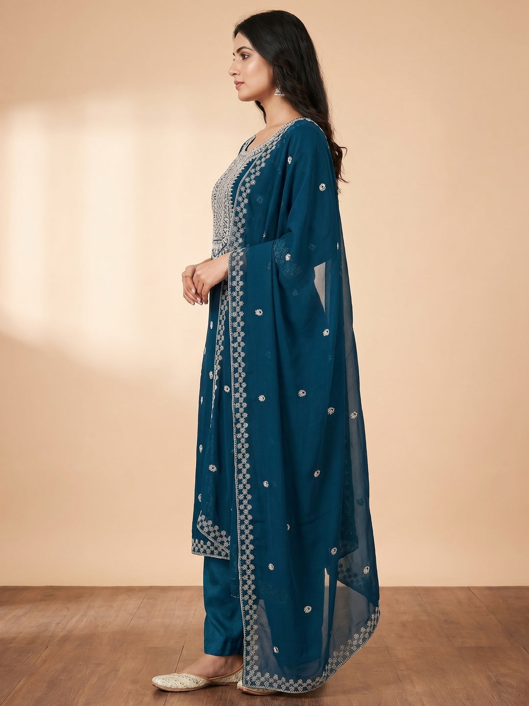 Morpich Embroidered Georgette Dress Material - Image 2
