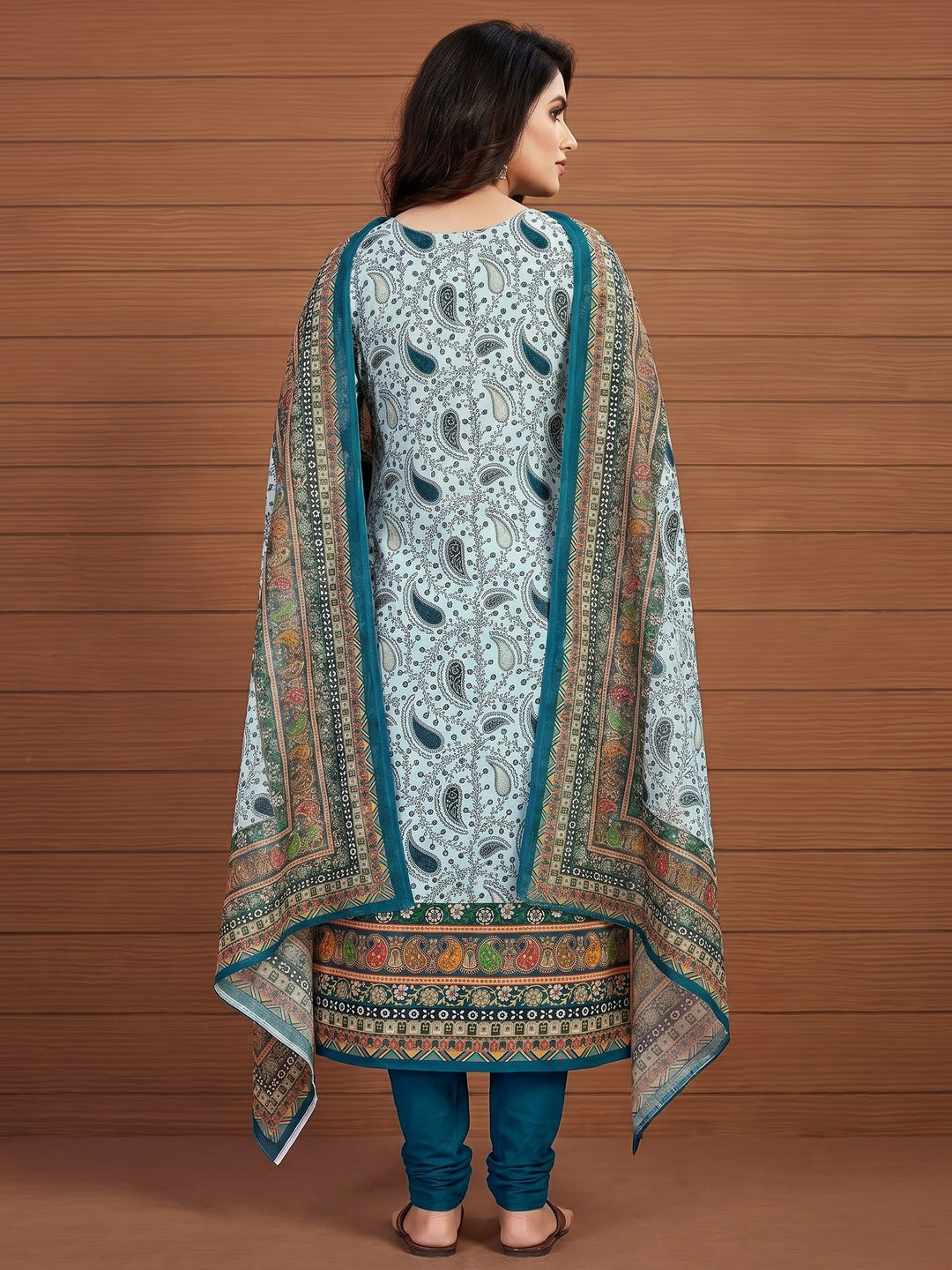 Morpich Floral Printed Cotton Blend Dress Material - Image 3