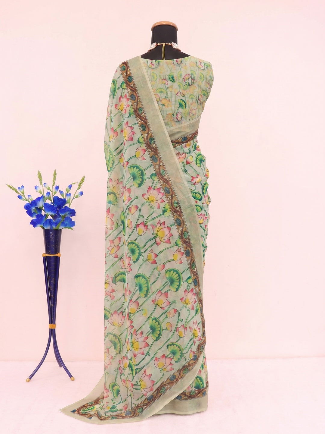 Beige Digital Printed Georgette Saree - Image 3
