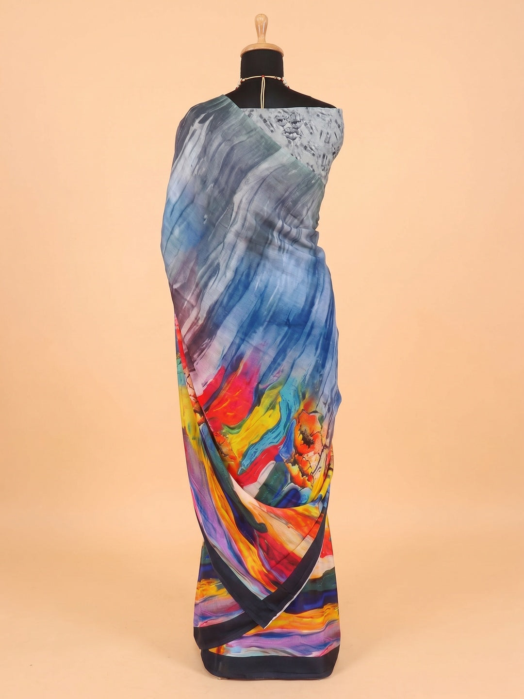 Multicolor Digital Printed Chinon Saree - Image 2