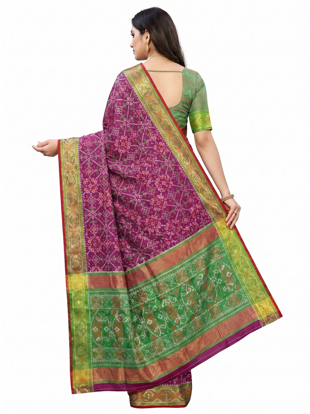Purple Woven Cotton Silk Patola Saree - Image 2