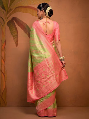 Green Woven Art Silk Zari Saree - Image 1