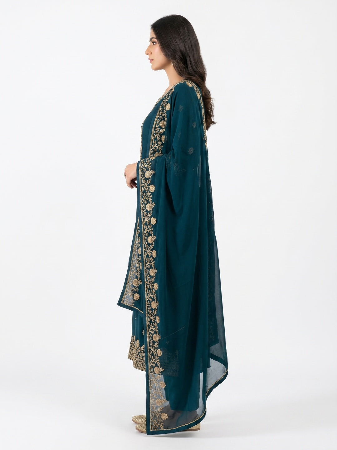 Morpich Floral Embroidered Georgette Dress Material - Image 2