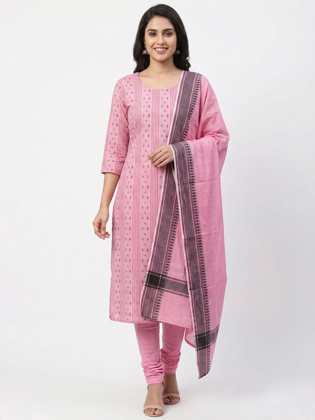 Pink Woven Pure Cotton Dress Material - Image 1