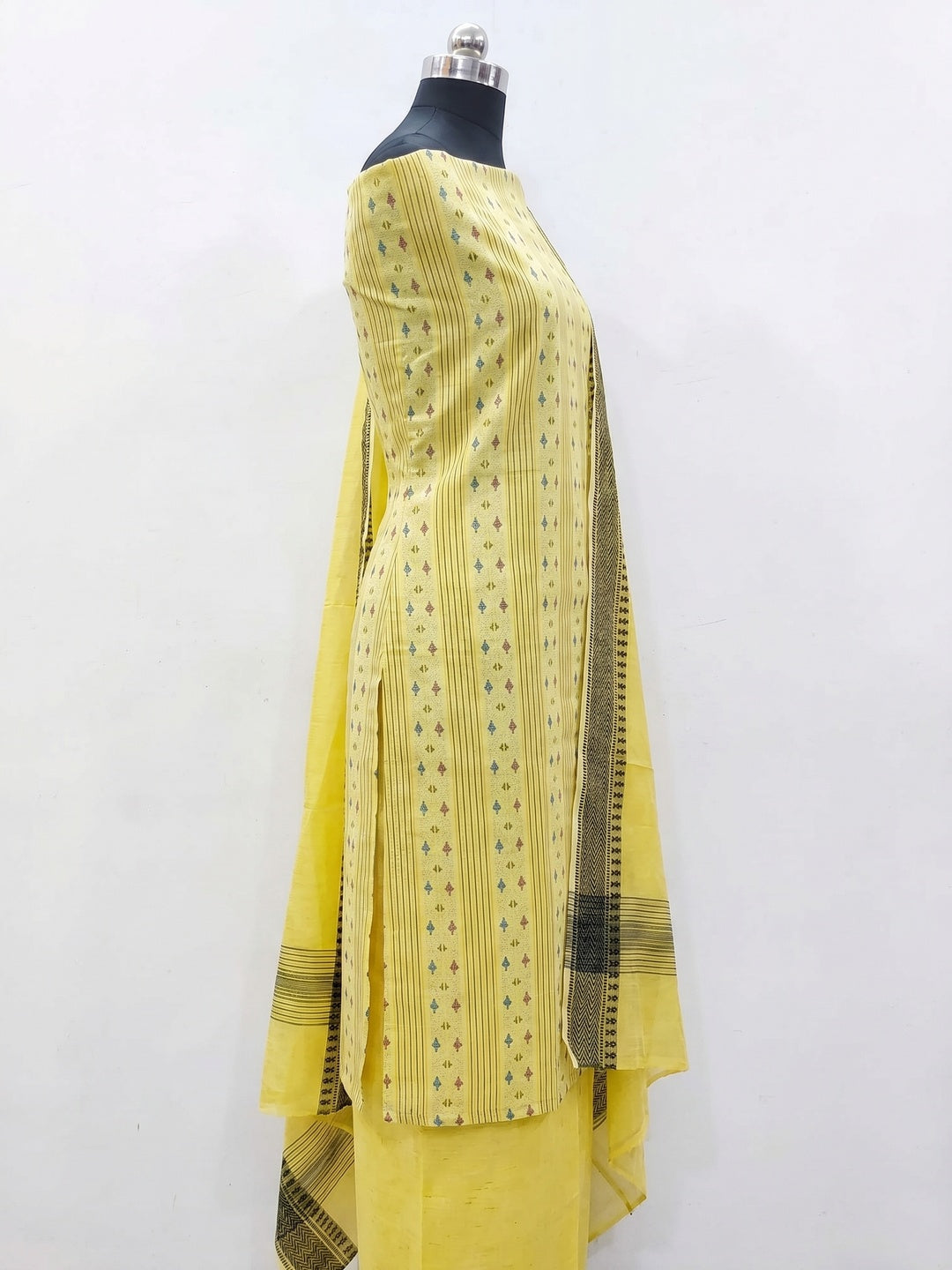 Yellow Woven Pure Cotton Dress Material - Image 3
