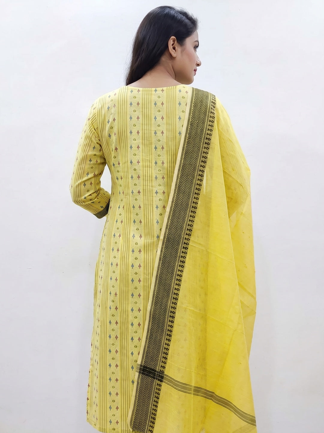 Yellow Woven Pure Cotton Dress Material - Image 2
