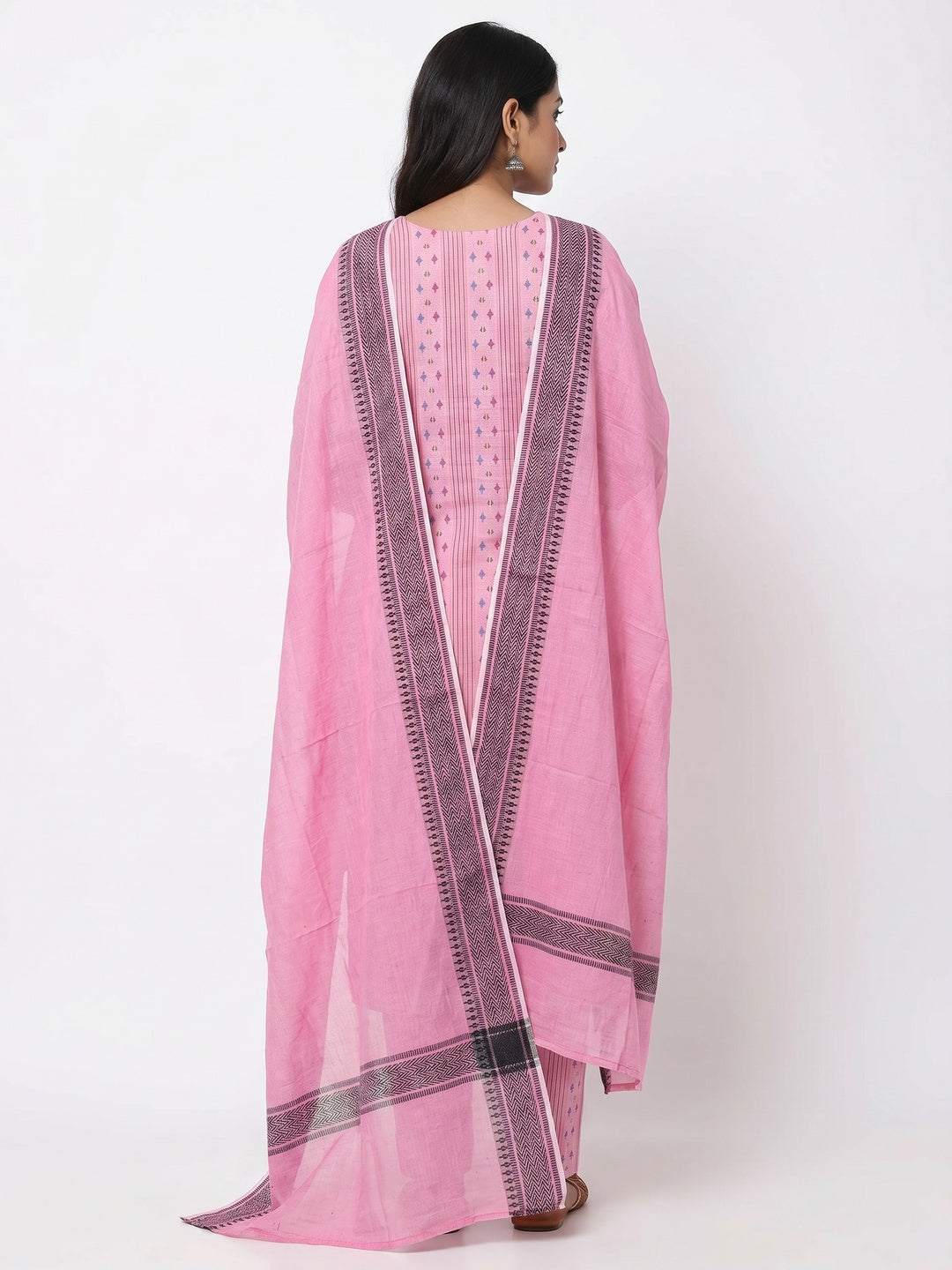 Pink Woven Pure Cotton Dress Material - Image 3