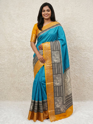 Sky Blue Zari Woven Dola Silk Saree - Image 1