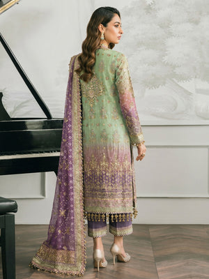 Green Digital Print With Sequins Embroidery Georgette Semi Stitched Pakistani Suit - Image 1
