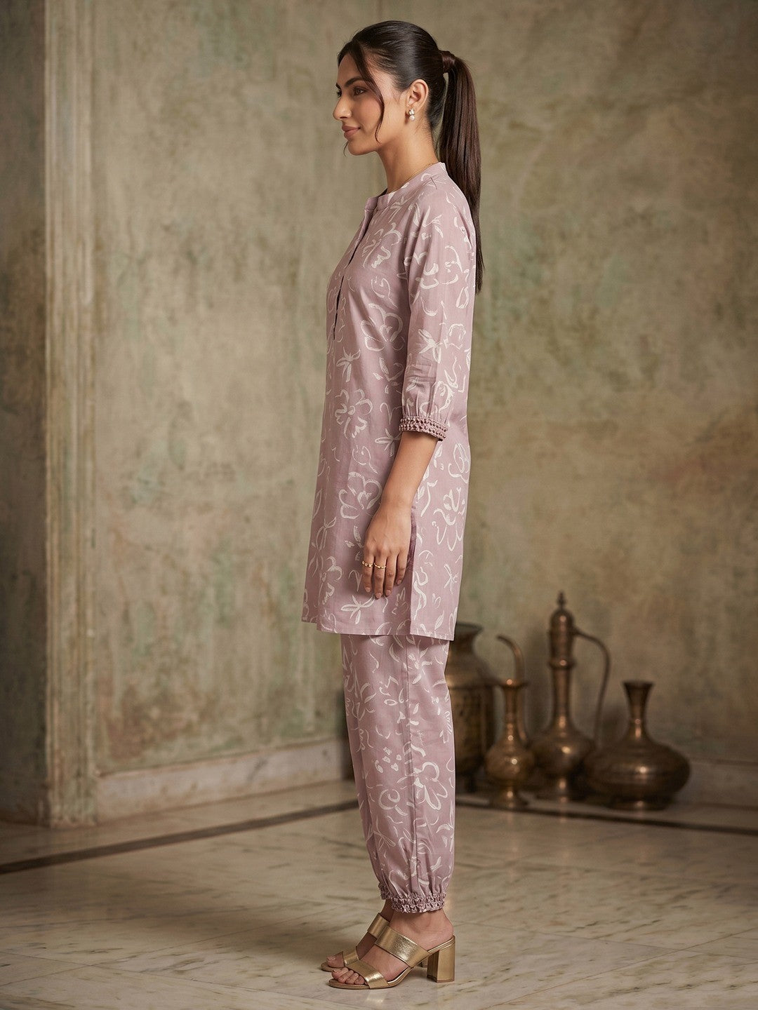 Dusty Pink Cotton Linen Top Bottom Set - Image 3