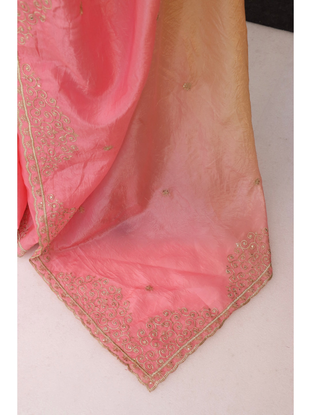 Peachmode Peach Silk Blend Saree with Sequin Embroidery Work - Image 3