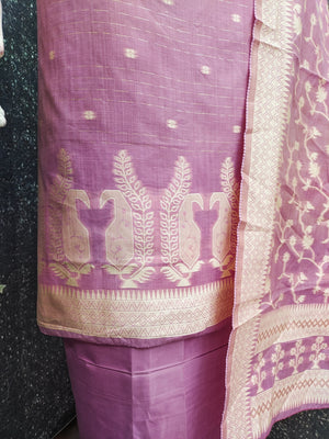 Peachmode Pink Cotton Dress Material with Ethnic Motifs - Image 3