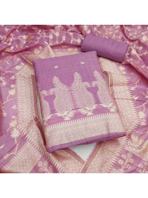 Peachmode Pink Cotton Dress Material with Ethnic Motifs - Image 5