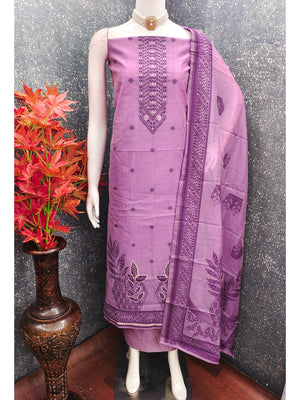 Peachmode Purple Cotton Dress Material with Ethnic Motifs - Image 2