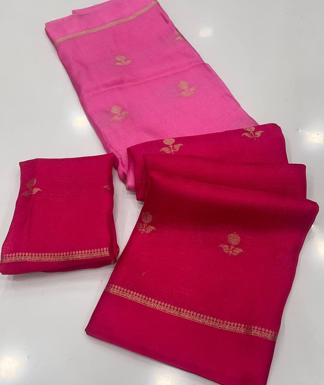 Peachmode Pink Viscose Khadi Silk Zari Saree - Image 2