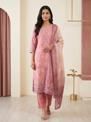 Pink Gucci Silk Embellished Salwar Suit Set - Image 1