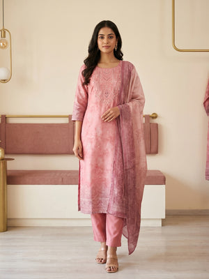 Pink Gucci Silk Embellished Salwar Suit Set - Image 2