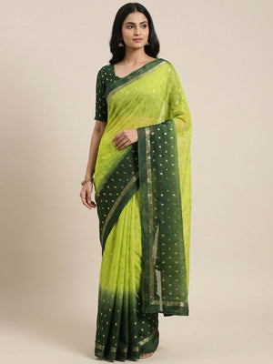 Peachmode Green Viscose Butti Saree - Image 1