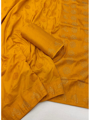 Peachmode Yellow Soft Dola Silk Zari Work Saree - Image 2